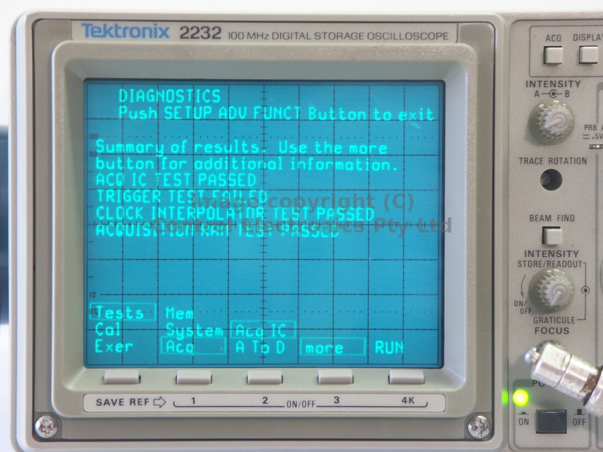 Tektronix 2232 screen view